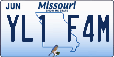 MO license plate YL1F4M