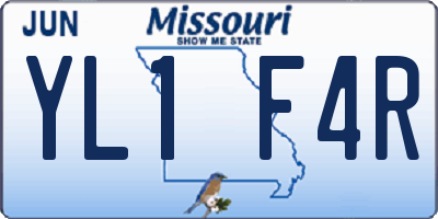 MO license plate YL1F4R
