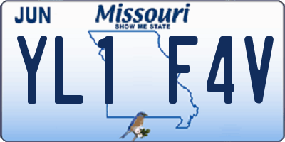 MO license plate YL1F4V