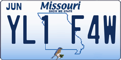 MO license plate YL1F4W