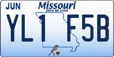 MO license plate YL1F5B