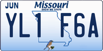 MO license plate YL1F6A