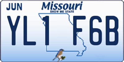 MO license plate YL1F6B