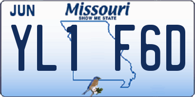 MO license plate YL1F6D