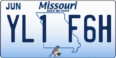 MO license plate YL1F6H