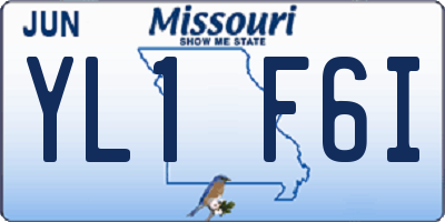 MO license plate YL1F6I