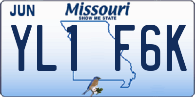 MO license plate YL1F6K