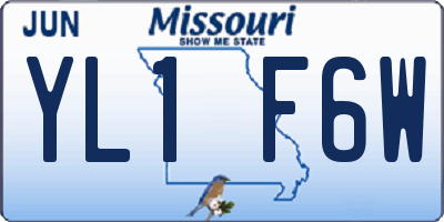 MO license plate YL1F6W