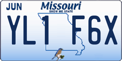 MO license plate YL1F6X