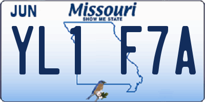 MO license plate YL1F7A