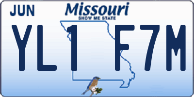 MO license plate YL1F7M