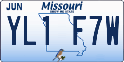 MO license plate YL1F7W