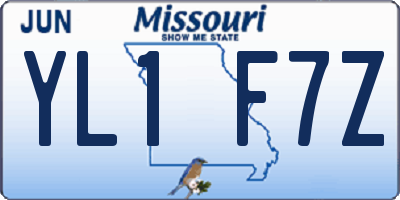 MO license plate YL1F7Z