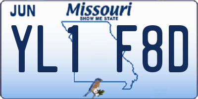 MO license plate YL1F8D