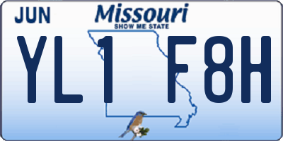 MO license plate YL1F8H