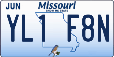 MO license plate YL1F8N