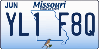 MO license plate YL1F8Q
