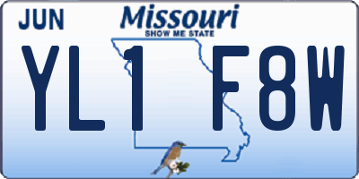 MO license plate YL1F8W