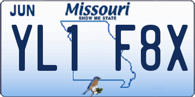 MO license plate YL1F8X