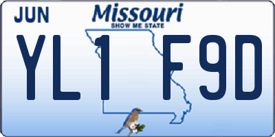 MO license plate YL1F9D