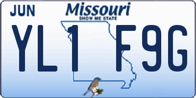 MO license plate YL1F9G