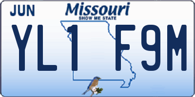 MO license plate YL1F9M