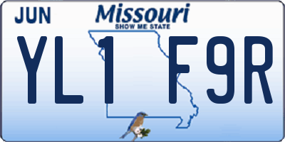 MO license plate YL1F9R