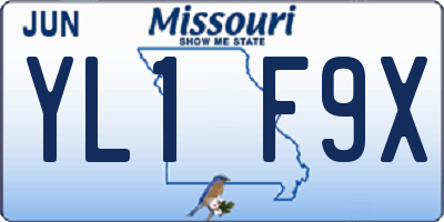 MO license plate YL1F9X