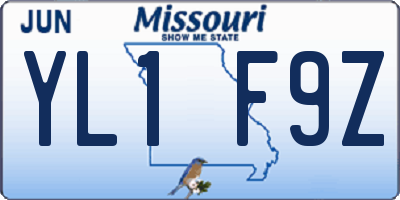 MO license plate YL1F9Z
