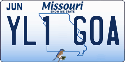 MO license plate YL1G0A