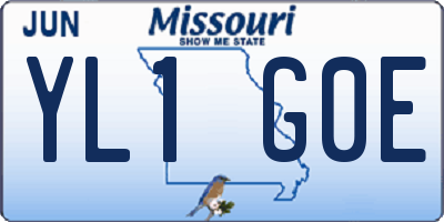 MO license plate YL1G0E