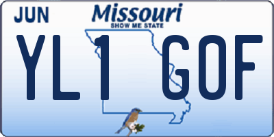 MO license plate YL1G0F
