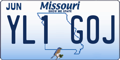 MO license plate YL1G0J
