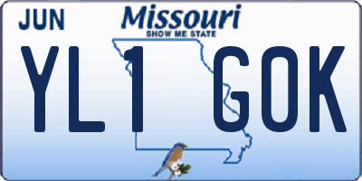 MO license plate YL1G0K