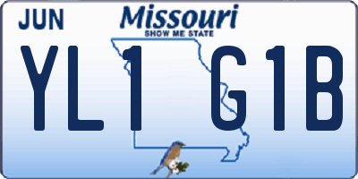 MO license plate YL1G1B