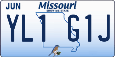 MO license plate YL1G1J
