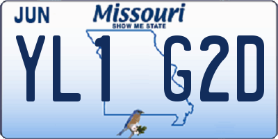 MO license plate YL1G2D