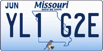 MO license plate YL1G2E