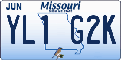 MO license plate YL1G2K