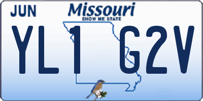 MO license plate YL1G2V