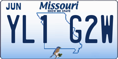 MO license plate YL1G2W