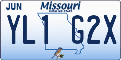 MO license plate YL1G2X