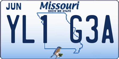 MO license plate YL1G3A