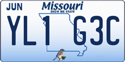 MO license plate YL1G3C