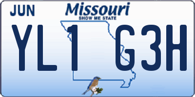 MO license plate YL1G3H