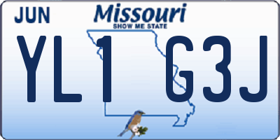 MO license plate YL1G3J