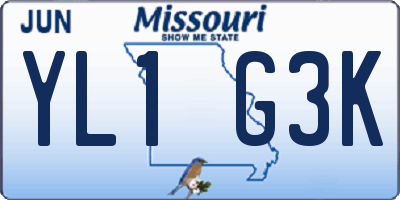 MO license plate YL1G3K
