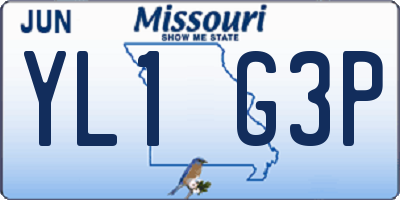 MO license plate YL1G3P