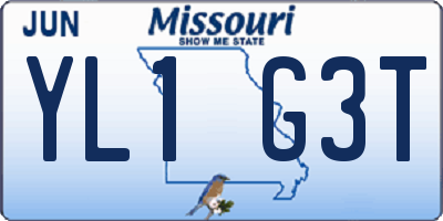 MO license plate YL1G3T