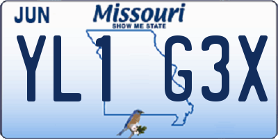 MO license plate YL1G3X